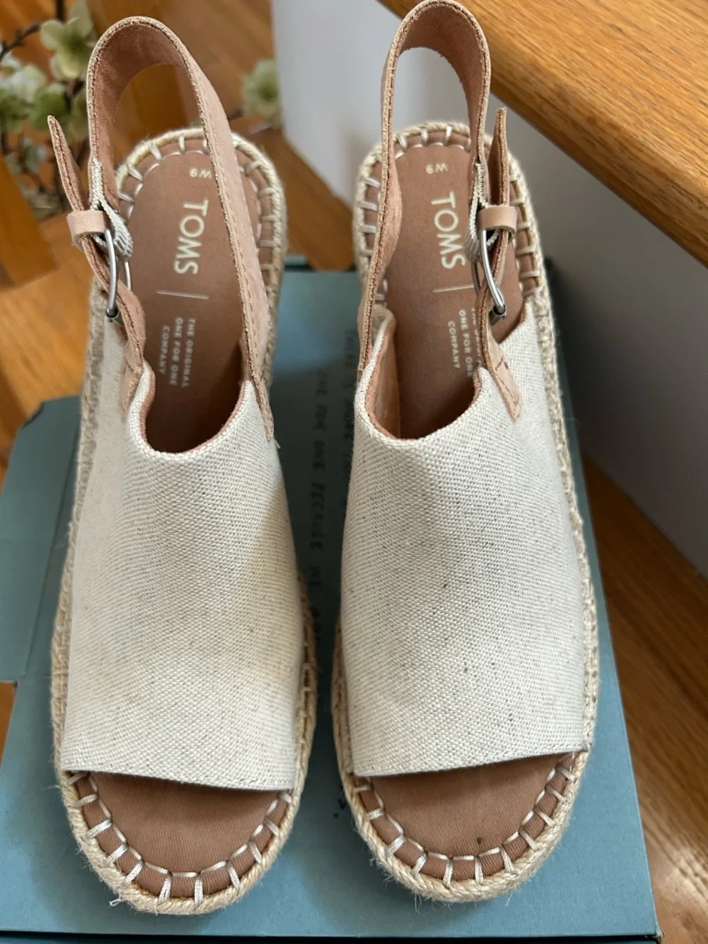 TOMS Monica Espadrille Wedge Sandal in Natural in Box - Picture 2 of 9